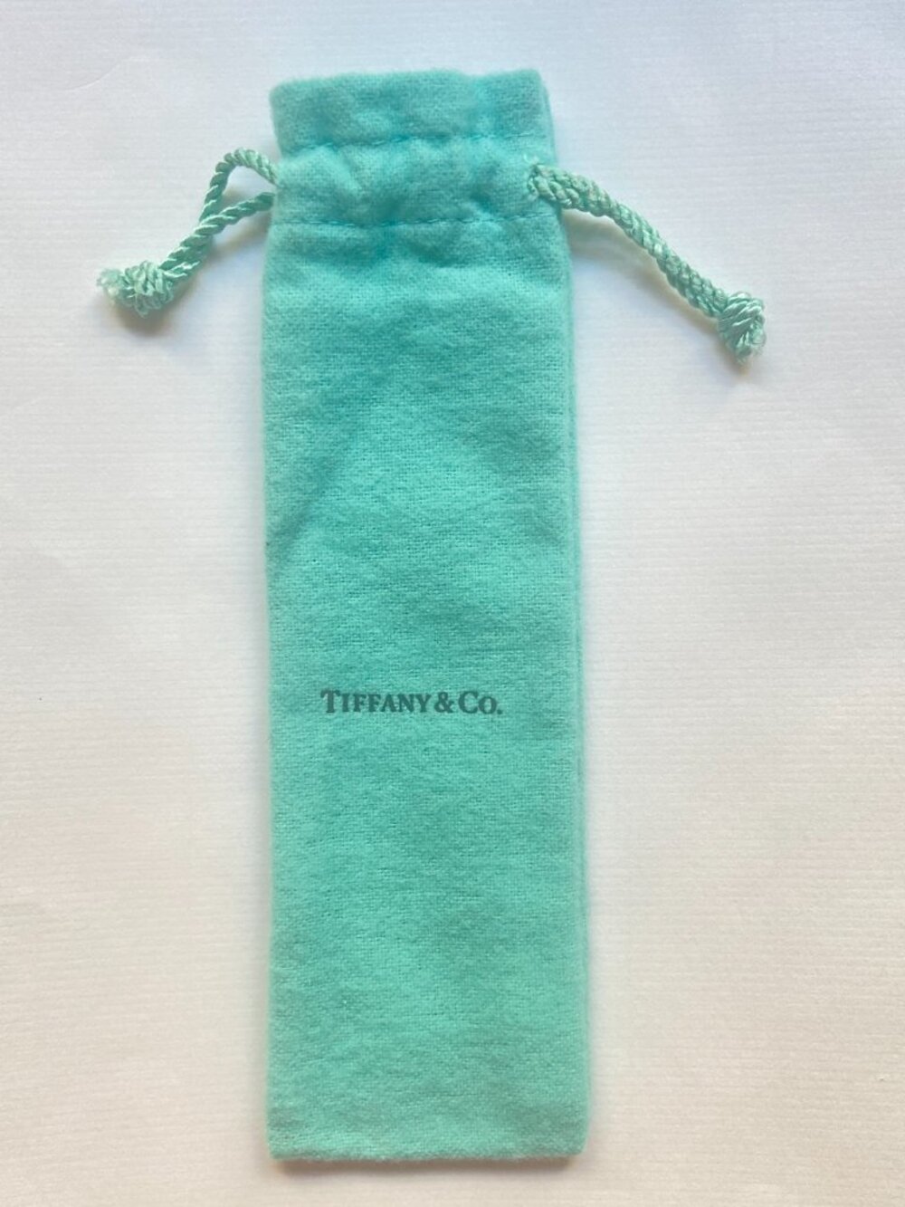 NEW Tiffany & Co Blue Suede Drawstring Pen Pencil Tool Pouch (2'' x 7'' x 1.5'')